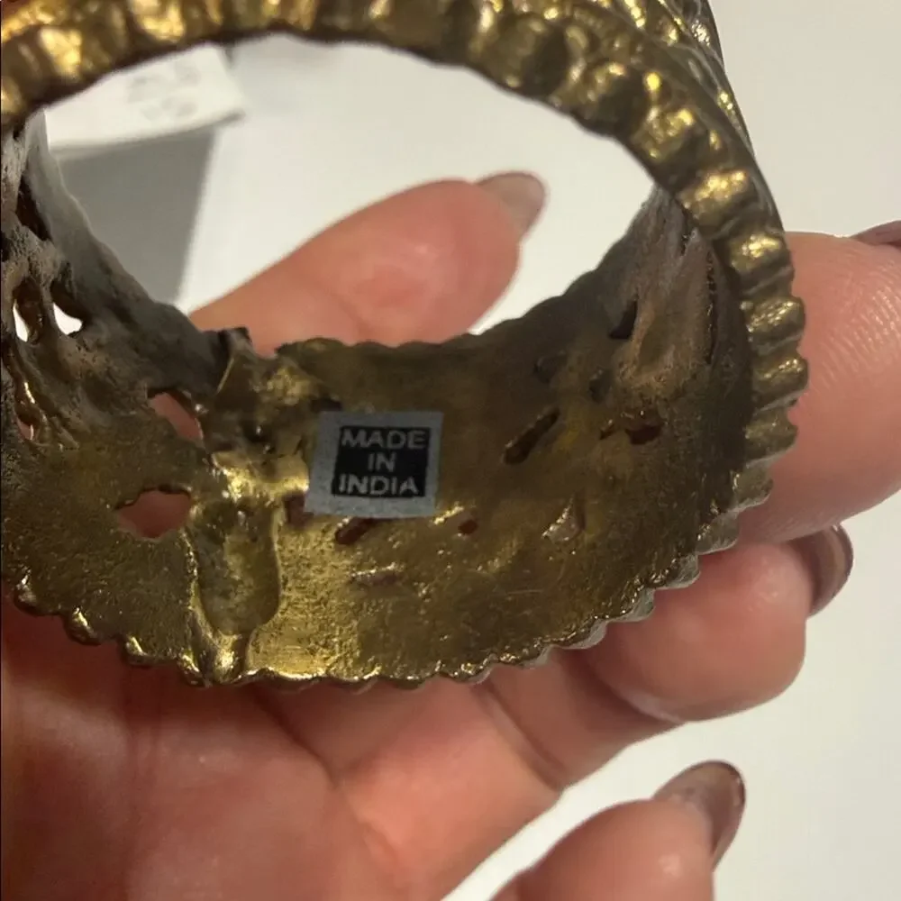 Vintage Set of 4 1980 Era Brass Filigree Napkin Rings Set of 4